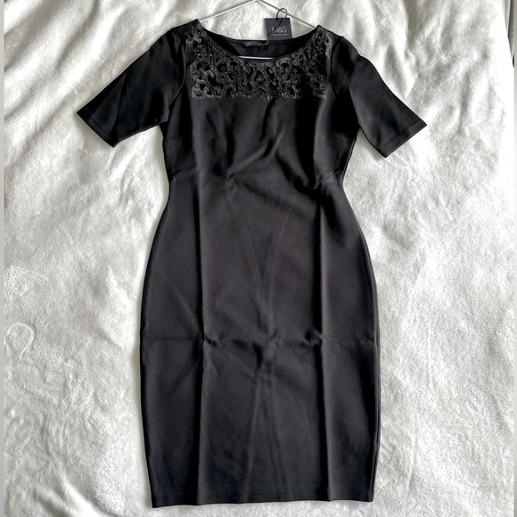 NWT M&S Black Midi Dress - Picture 1 of 5